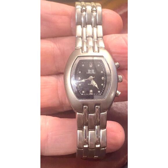 Women's Calvin Hill Ltd Edition Watch, Silver Tone with Black Face - Picture 1 of 4